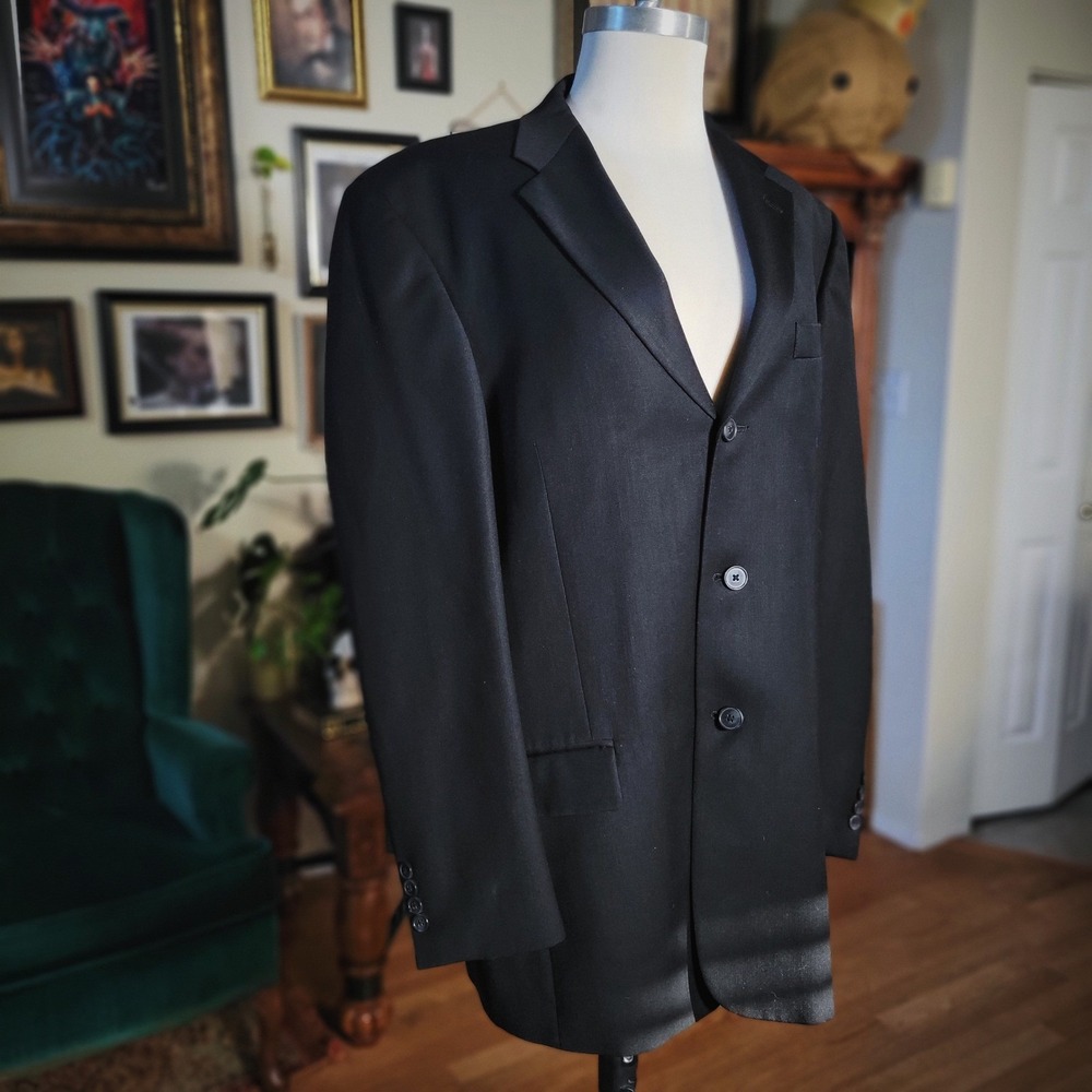 Perry Ellis Portfolio‎ Blazer Black Mens 3 Button Sport Coat Jacket Professional